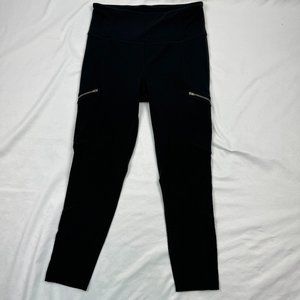 Athleta Leggings Women Zip Side Pockets Ankle Crop Stretch Black M
